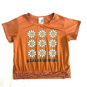Lily Bleu Sunshine Happy Face Brown White Girls Short Sleeve tee shirt Sz 8